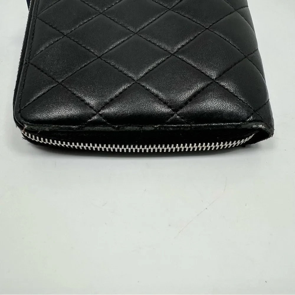 CHANEL Classic Zip Around Wallet Black Quilted lamb skin - Picture 3 of 15